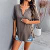 Casual Women's Solid Color Temperament Casual Solid Color Zipper Short-sleeved Tops