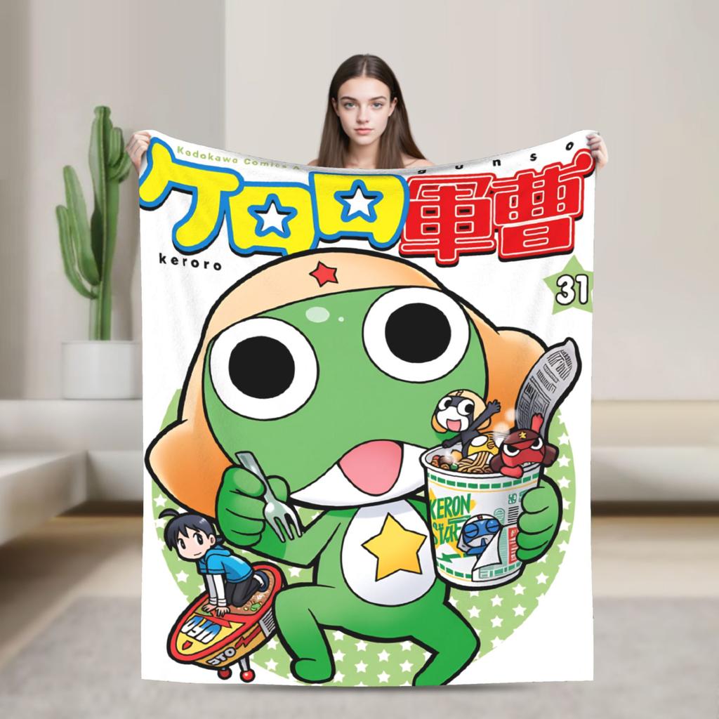 Classic Comedy Anime Keroros Frog Blanket  Travel Flannel Throw Blanket For Couch Chair Super Soft Design Quality Bedspread Gift