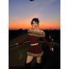 Hot Girl Style Knitted Suit 2025 Autumn and Winter New Style Terry Patchwork One-Shoulder Top High-Waisted Skirt Two-Piece Suit