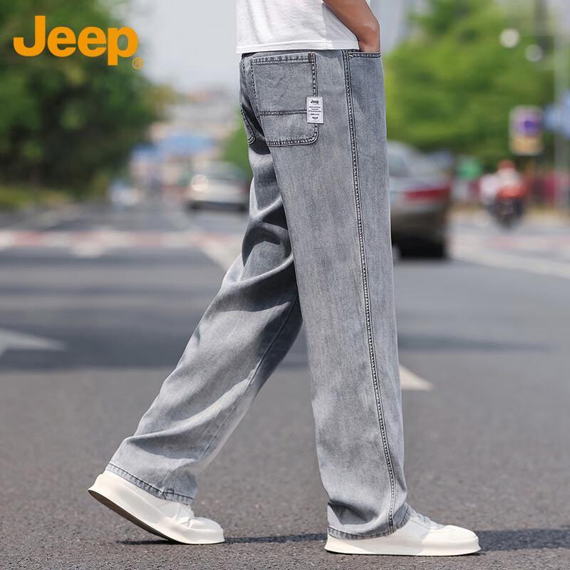 

JEEP Men s Summer Ice Silk Straight-Leg Jeans 32