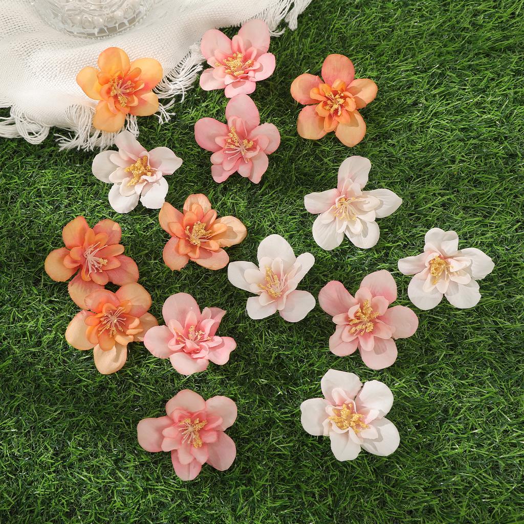 AWAYTR Orange Peach Blossom Hairpin Floral Duckbill Hair Clips Valentine Headwear Girl Hair Accessories Festival Gift