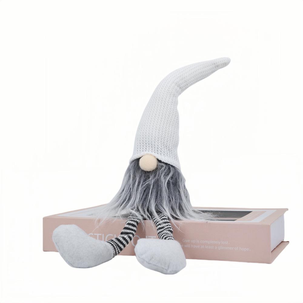 Nordic Forest Gnome Christmas Ornaments: Faceless Doll Figurines with Hanging Legs