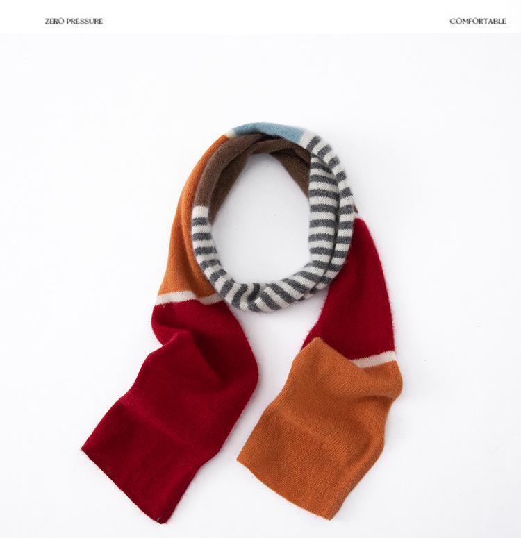 Women's Korean Style Cashmere Scarf - Contrasting Colors, Pure, Warm, and Versatile for Autumn/Winter