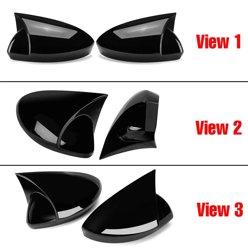 Glossy Black/Carbon Fiber Car Side Wing Rearview Mirror Cover Cap For Renault Megane 4 MK4 2016- Bat Rear View Mirror Cover