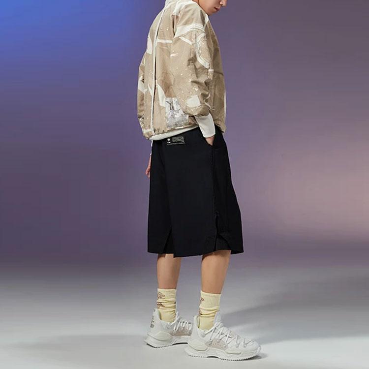 Li Ning X Jackie Chan Collaboration Kung Fu Series Solid Color Casual Loose Sports Shorts Men Shorts Black AKSR687-2