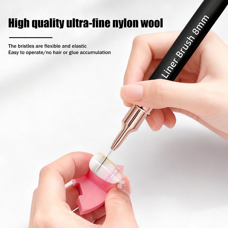 5Pcs Nail Art Liner Brushes Sizes Painting Nail Design Pen 4/8/12/20/25Mm Drawing Tool For Long Lines Thin Details Manicure Pen