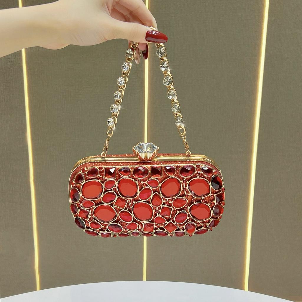 Evening Party Handbag, Slim Luxury Chain Bag, Evening Party Dress Bag, Diamond-encrusted Evening Bag