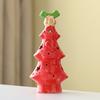 Yousheng Ceramic Christmas Tree Night Light Glowing Decorative Lamp with Star Topper Xmas Tree Figurines for Holiday Home Decor