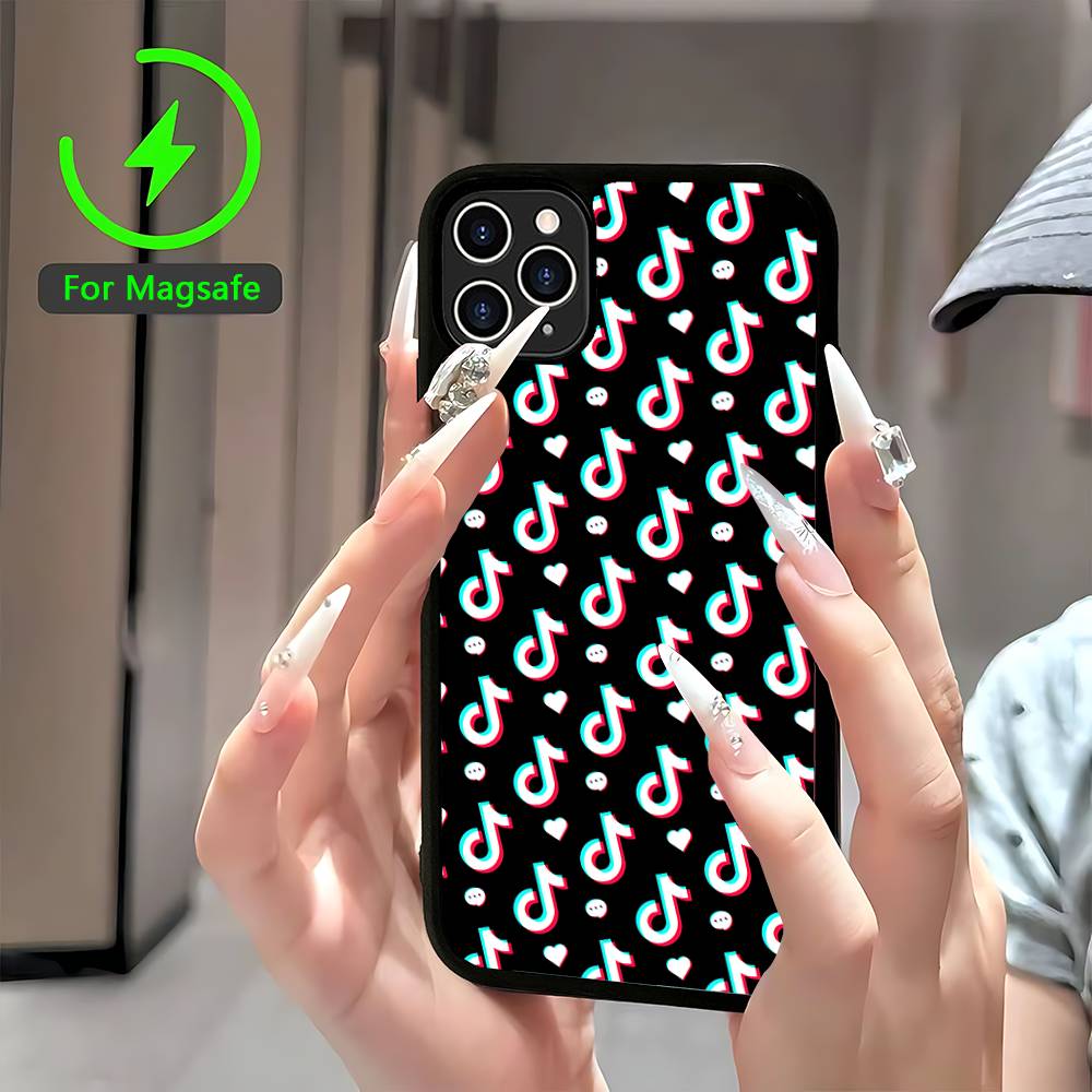 T-TikTok Logo Phone Case For IPhone 17 16 15 14 13 12 11 Pro Max For Magsafe Wireless Charger Cover