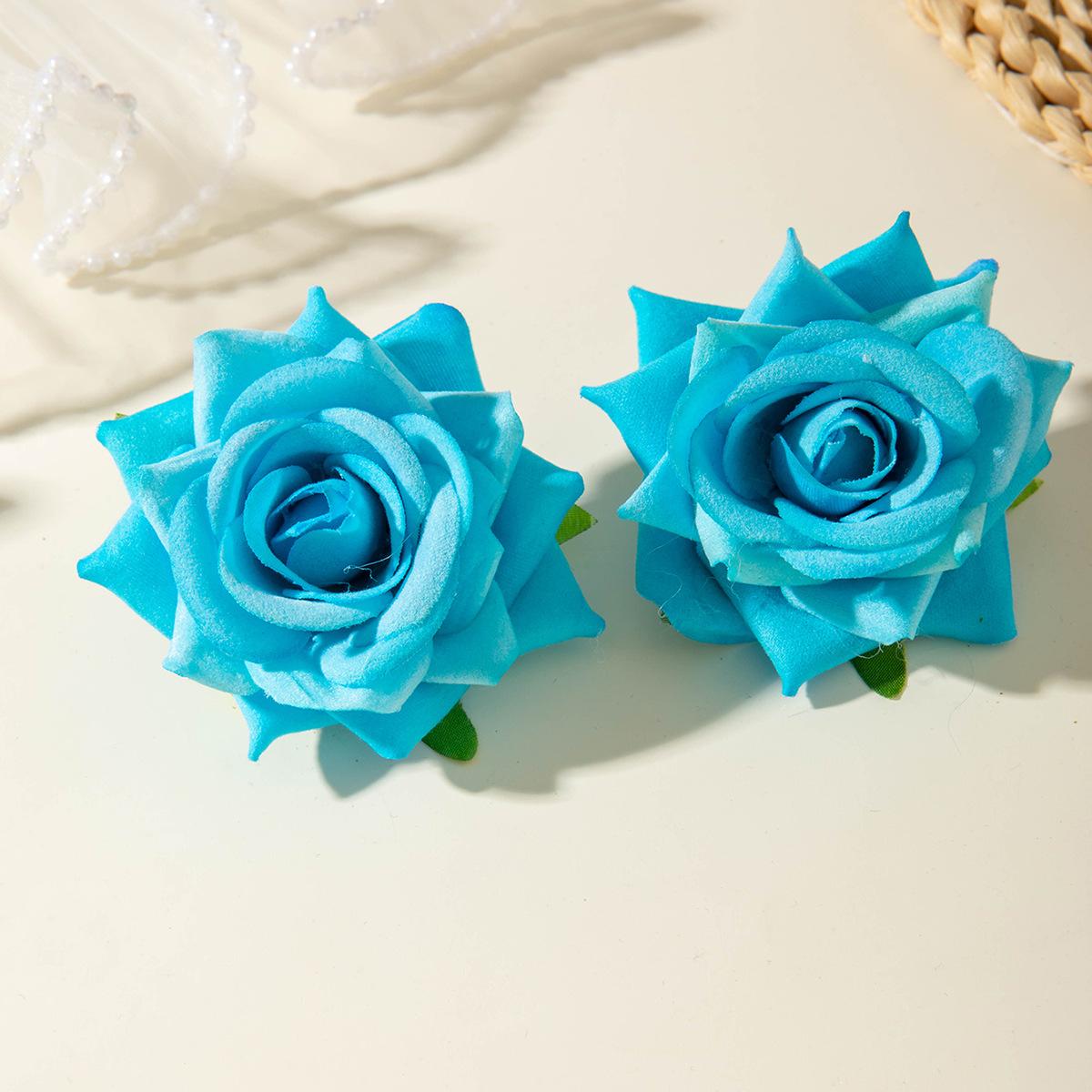 Аксессуары, серьги-гвоздики с имитацией розы, элегантные тканевые серьги-цветок дофамина, серьги.