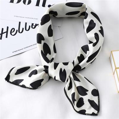 New Silk Scarf Square Women Fashion Dot Plaid Print Neckerchief Ladies Work Scarves Small Winter Foulard Bandana Hair Tie Band EMA