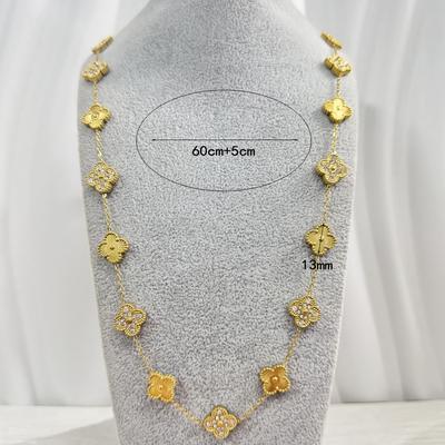 Titanium Steel 20 Flowers 60 +5Cm Four-Leaf Clover Necklace Female Fashion Light Luxury Temperament Nature Senior Sense Sweater Chain