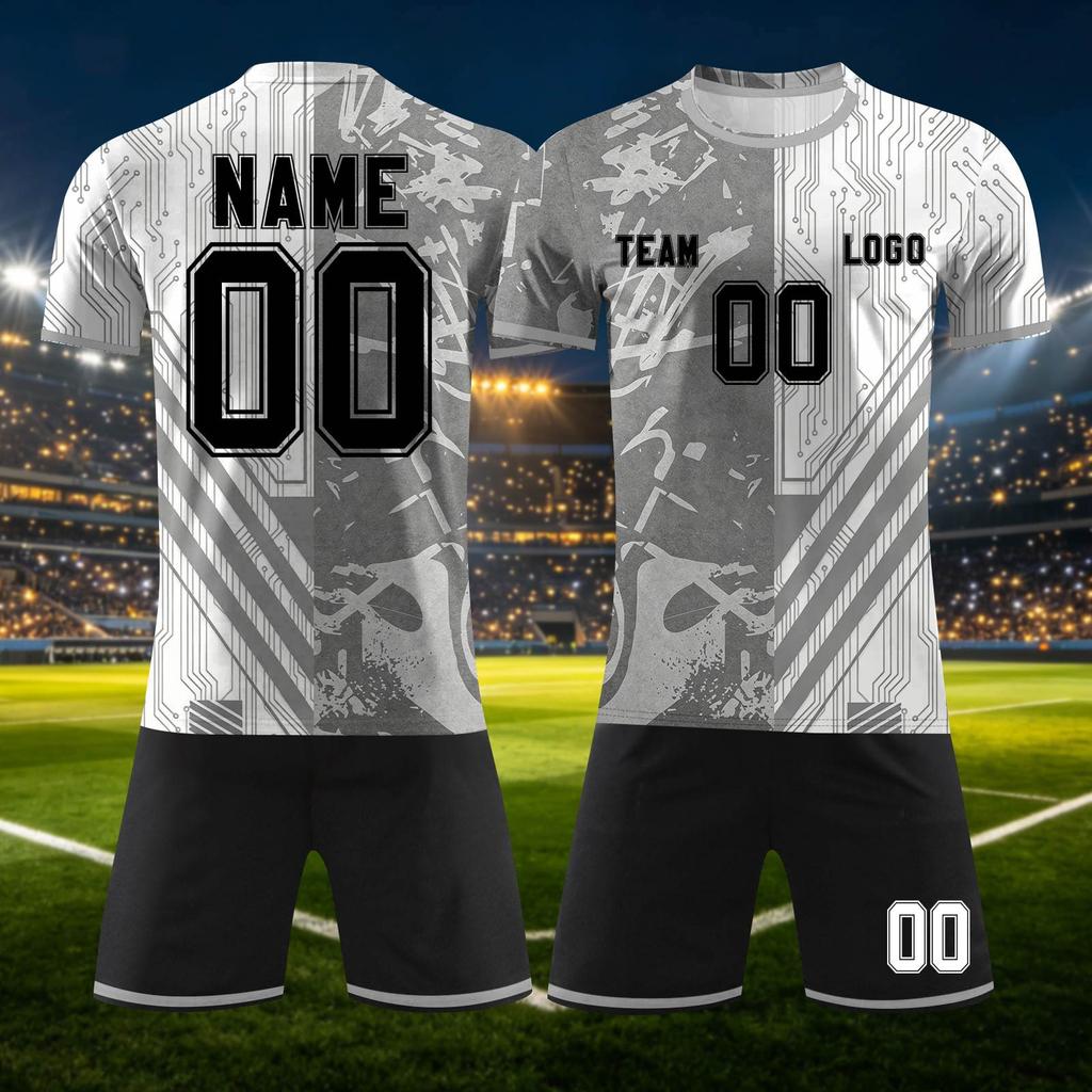 Conjunto Deportivo Personalizado de Dos Piezas DIY con Camiseta de Manga Corta y Pantalones Cortos para Uniformes de Equipo y Estampación Personalizada