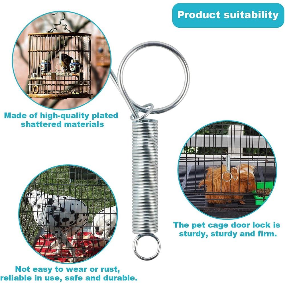 Spring Cage Latch Door Spring Hook Metal Finger For Fixing Rabbit, Dog, Cat, Parrot, Guinea Pig, Bunny, JSM Pet Cage Door(10Packs)