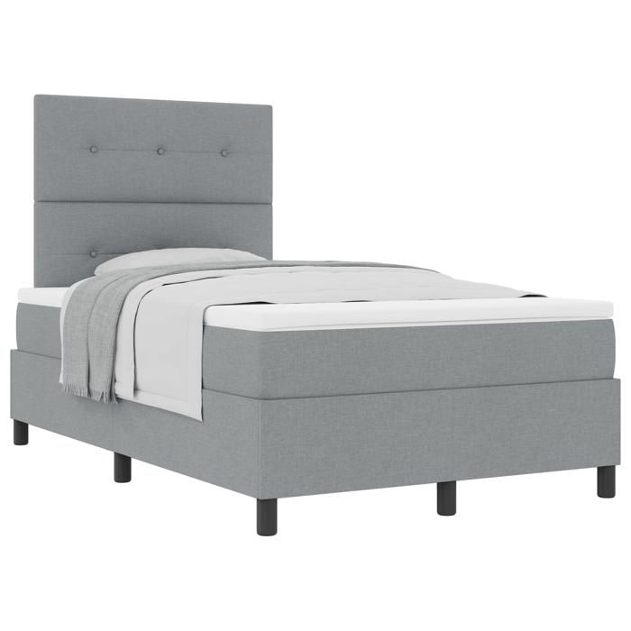 VidaXL Lit ressorts avec matelas gris clair petit double tissu 3339371