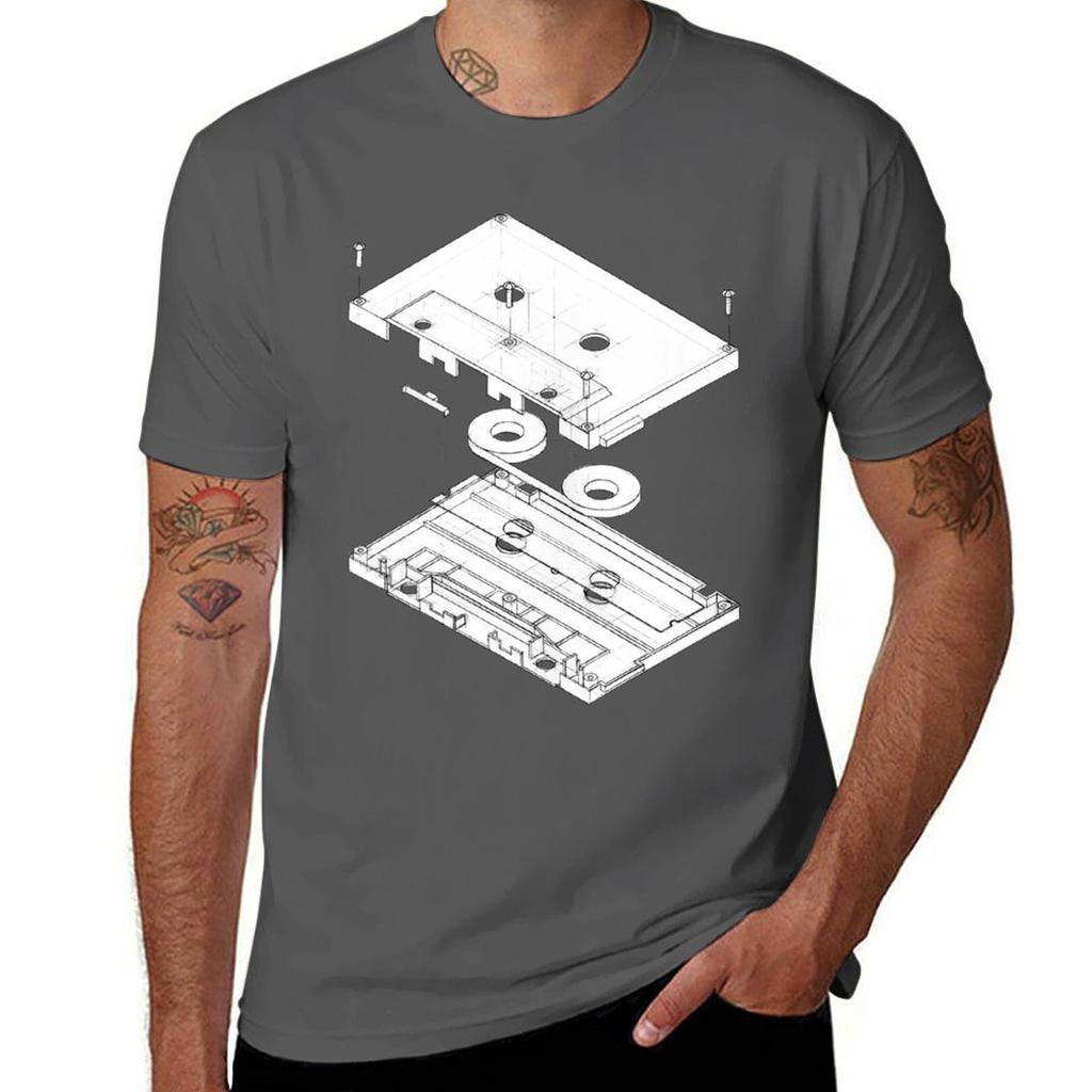 Exploded Cassette Tape T-Shirt T Shirts for Man Graphic Vintage T Shirt Man Casual T Shirts for Man Cotton Soft T-Shirt