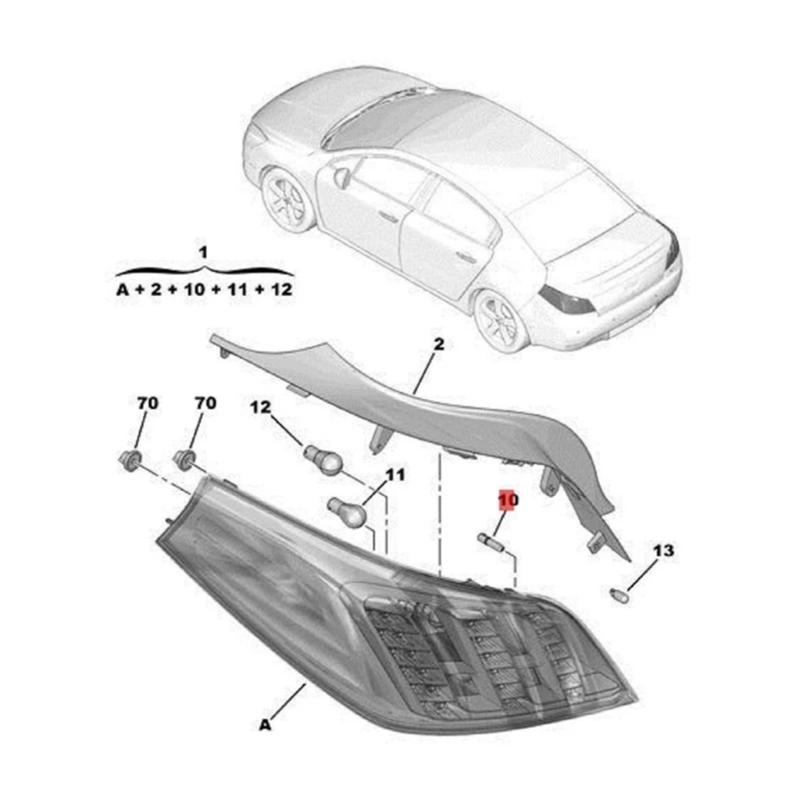 1 Pair Car Rear Tail Light Lamp Holder Circuit Board 9673187080 9673186980 for 508 11-14 Brake Taillamp Base Replacement