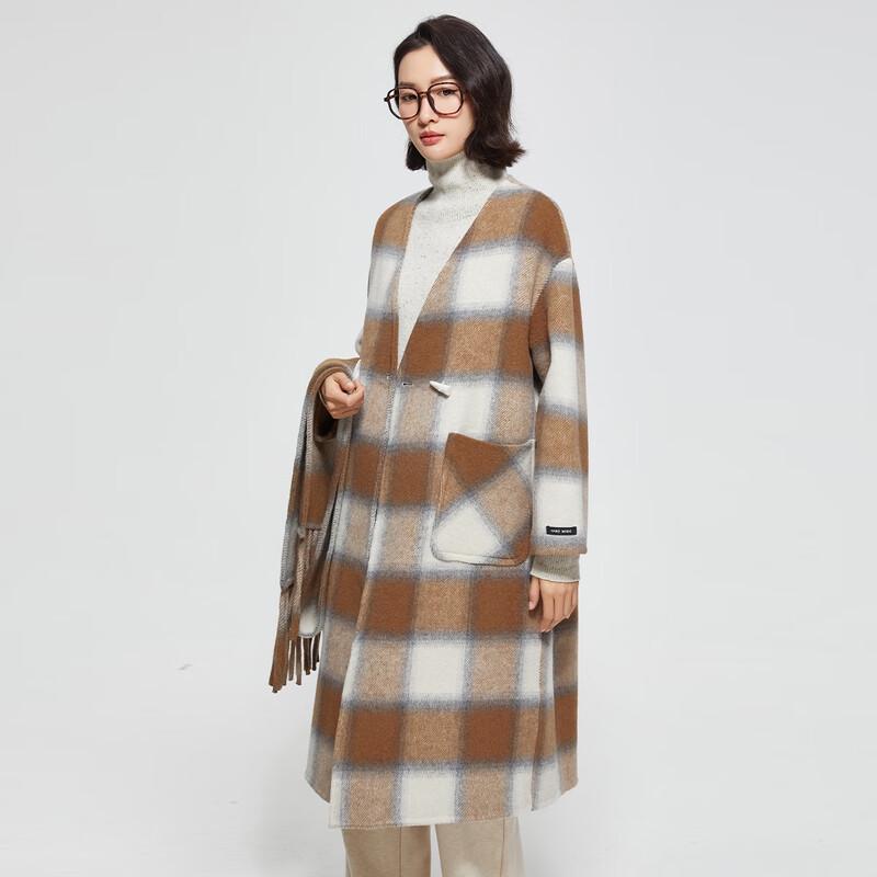 Women's Mid-Length Plaid Double-Sided Wool Coat