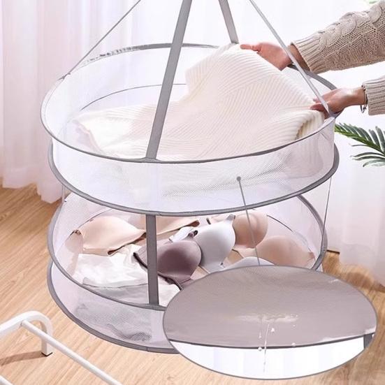 Foldable Mesh Clothes Drying Rack Hanging Sweater Socks Underwear Delicate Garments Dryer Net Lay Flat Collapsible Laundry Clothes Drying Basket