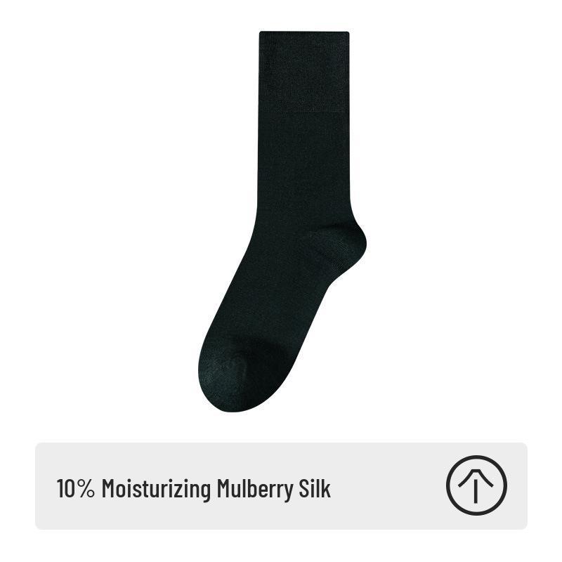 Men's Formal Black Silk Over-the-Calf Socks - Antibacterial, Four-Season Business Style