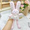 Dress Floral Plush Bunny Keychain With Pull Out Function For Car And Keys Home