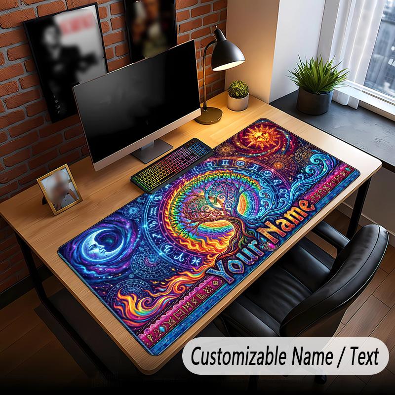 Tree of Life Theme Custom Mouse Pad Personalized With Name Text Customized Desk Mat For Office Home Decor