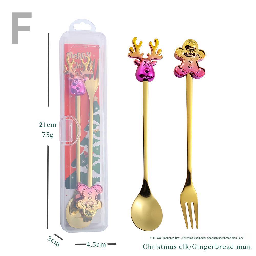 Cartoon Christmas Stainless Steel Cutlery Set: Colorful Spoon & Fork