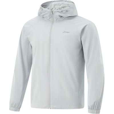 Comfortable Zip-Up Windbreaker With Hood Men Outerwear Light-Gray AFDV081-9