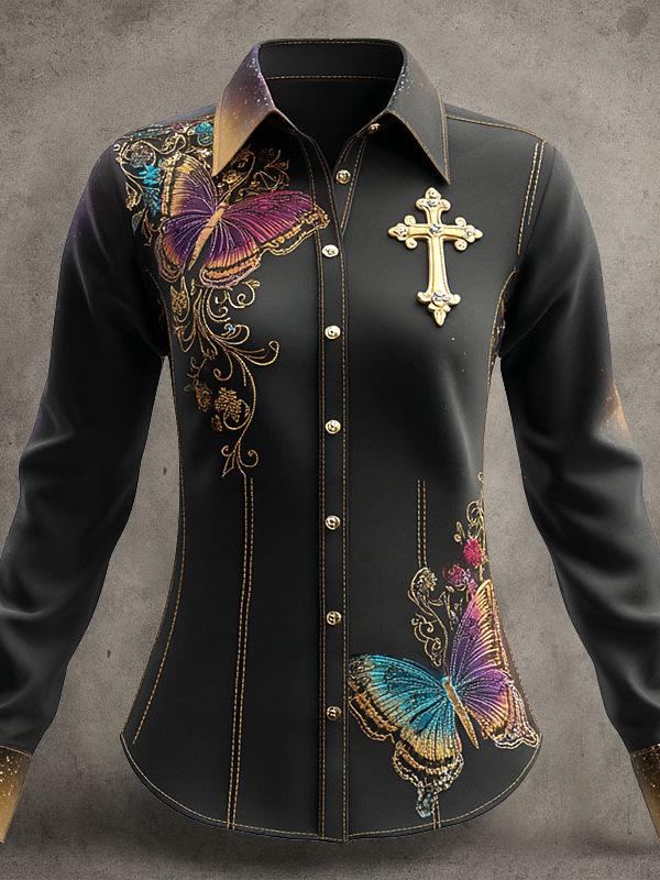 Women's Spring 2026 3D Retro Pattern Print Shirt