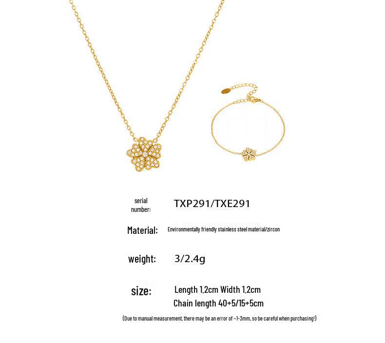Qiong Yao 5A Zircon Heart & Flower Necklace Bracelet Set: Elegant European American Style