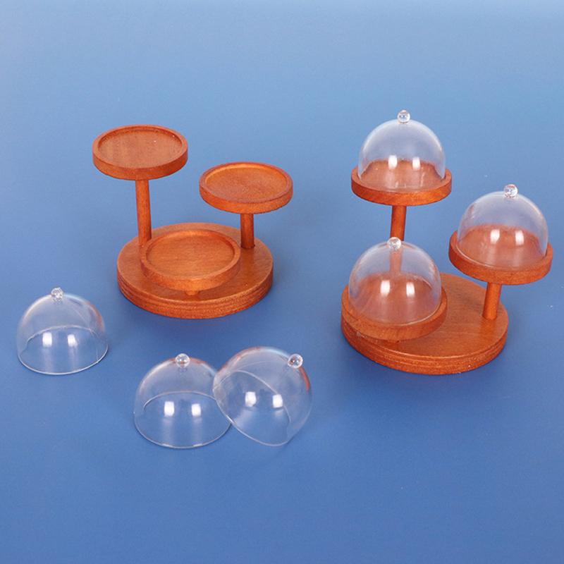 Dollhouse Miniature Mini Three-Layer Tray Food Cover Decorative Rack Dollhouse Accessories