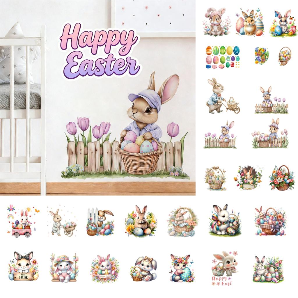 Easter Themed Easter Egg Wall Stickers, Wall Decorations, Holiday Decoration Stickers, PVC Self-adhesive Stickers