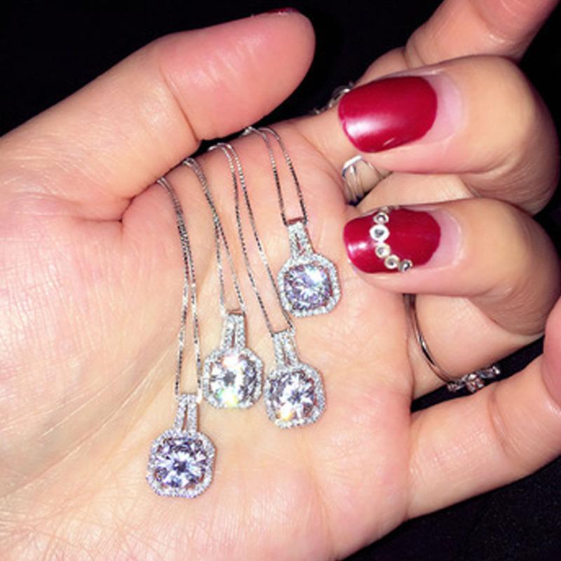 BELLA BOX Pătrat superb colier cu pandantiv elegant pentru femei farmec nunta logodnă pietre prețioase perle lanț claviculă cadouri feminine