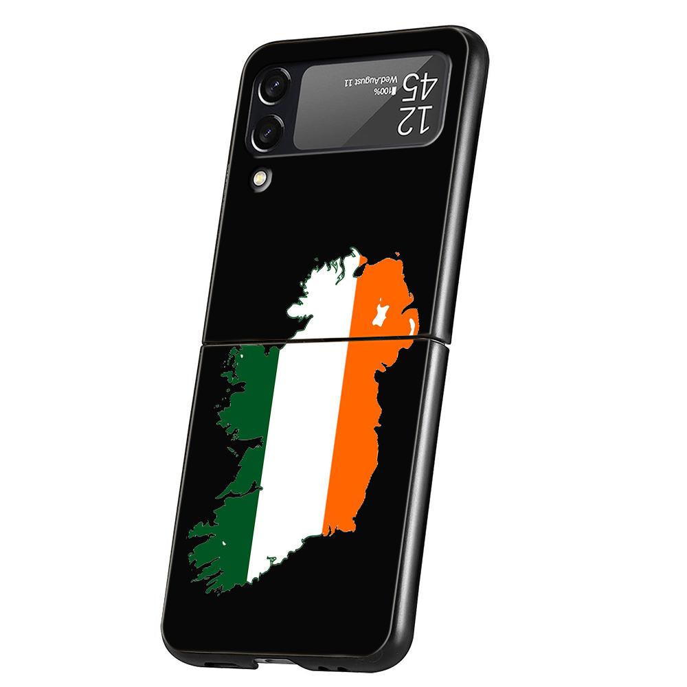 Ireland Flag Phone Case For Samsung Galaxy Z Flip 3 4 5 6 7 Hard Black Folding PC For Samsung Z Flip3 Flip4 Flip5 Cover