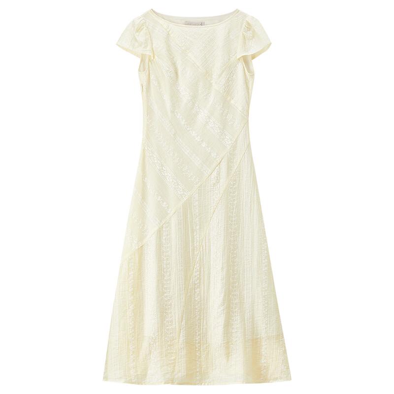 Elegant Tencel Jacquard Puff Sleeve A-Line Dress