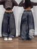 Y2K American New Retro Street Hip-Hop Loose Jeans Damen Harajuku Hohe Taille Weite Beinhose Gothic Weite Hose Straßenhose