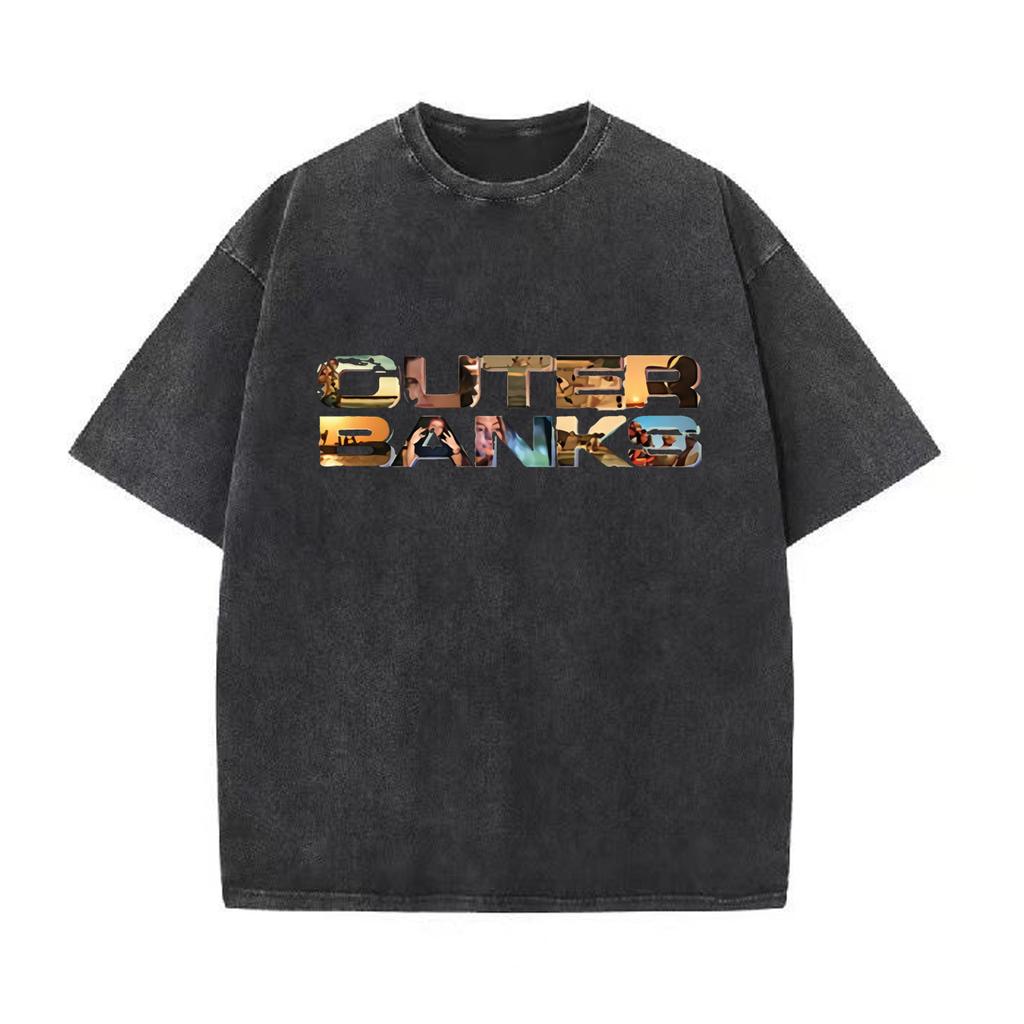 Outer Banks T-Shirt Herren T-Shirt Grafik Outer Banks Herren T-Shirt Harajuku Damen T-Shirt Retro Gewaschenes Vintage T-Shirt