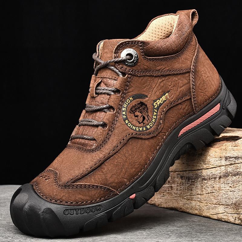 Outdoor Men's Boots Genuine Leather Casual Shoes Climbing Hiking Shoes Warm Winter Boots for Men Shoes Platform Snow Boot