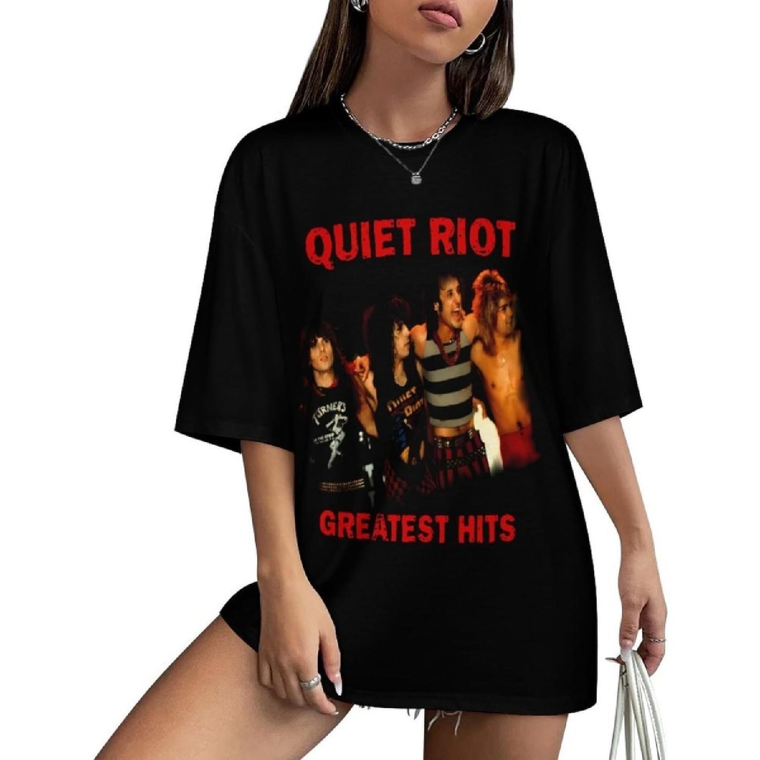 AYANILI Womens&Men s Crew Neck T-Shirt Quiet Riot Casual Summer Tops Hip Hop Style Unisex XXXXXL разноцветный