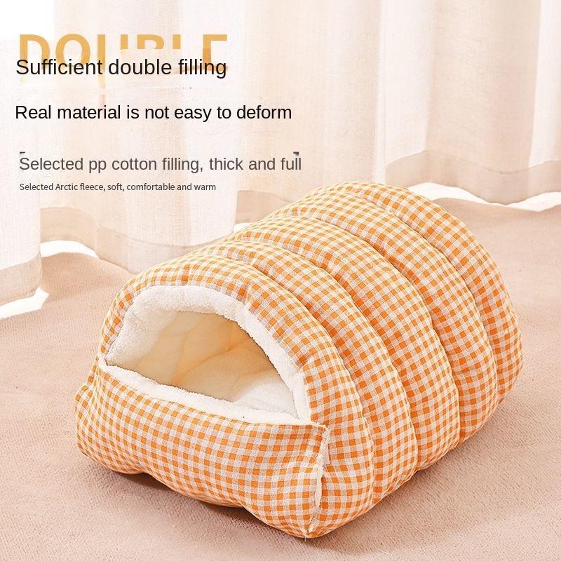 Potřeby pro kočky Uzavřená odnímatelná zesílená podzimní zimní udržení tepla Omyvatelný potah skládací kočičí postel topný dům