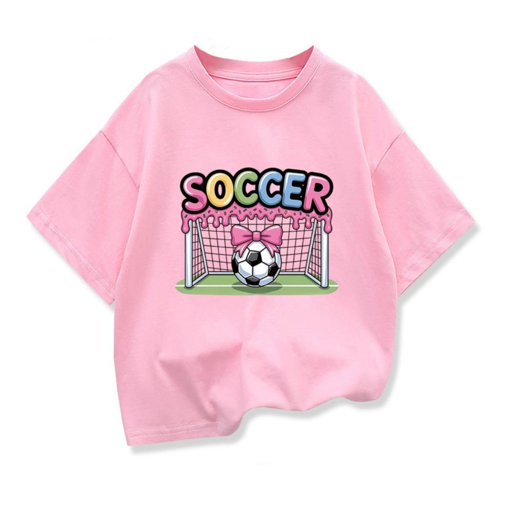 Kids Clothing Short Sleeve T Shirts Cartoon Soccer Graphic Tee for Children Boys Girls Casual Loose Summer Tee Tops