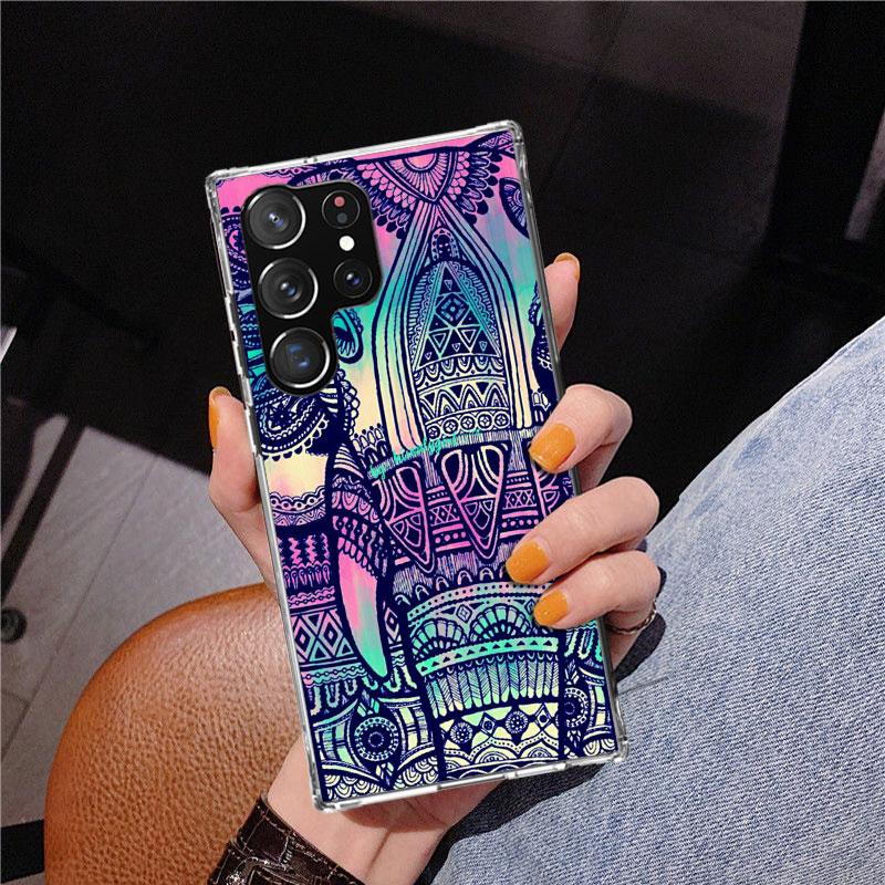

Elephant Mandala Aztec Phnoe Case for Samsung Galaxy S26 S25 Edge S23 S24 Ultra S22 Plus S21 S20 FE Unique Cover Soft Coque Gala Samsung S21 Plus