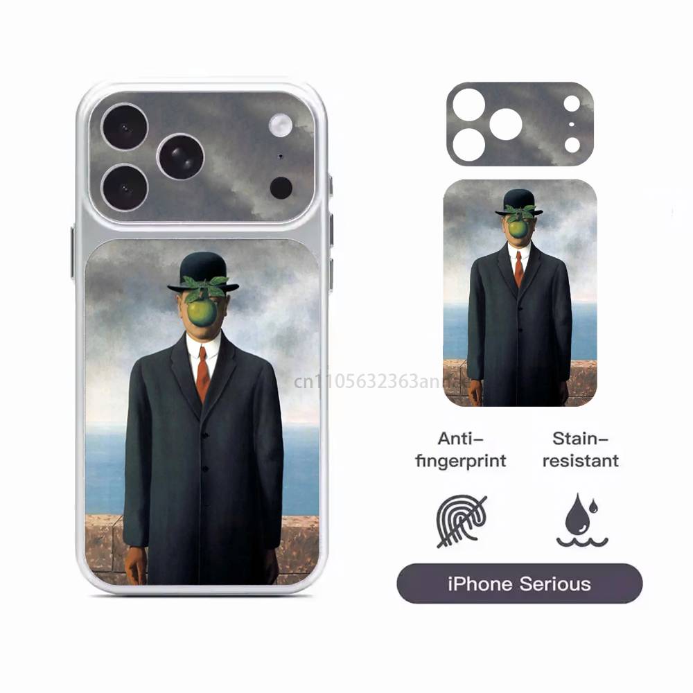 Rene Magritte Art Repeatedly Pasted For iPhone 17 Pro ProMax Back Sticker Cover