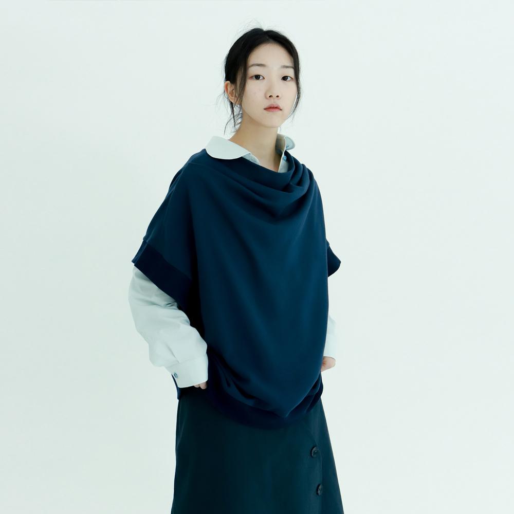 WHIMSY MIND Wave Cowl Sweatshirt_Navy