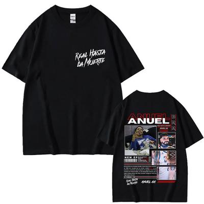 Rapper ANUEL AA Real Hastala La Muerte Album Men's Gothic Hip-hop 2025 Summer Pure Cotton 100% Printed Loose Casual T-shirt