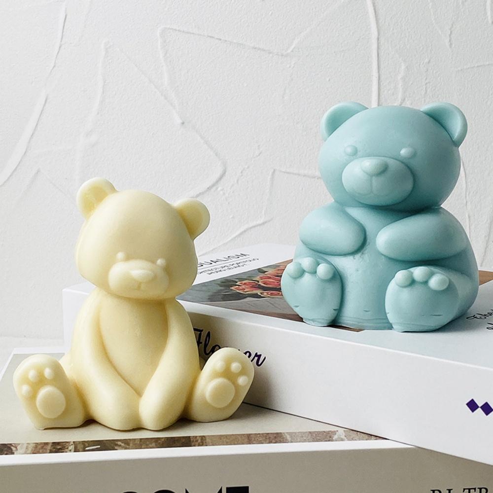 3D Cute Cartoon Bear Silicone Candle Mold Diy Handmade Soap Plaster Ice Cube Baking Mould Birthday Party Wedding Gift Making Kit