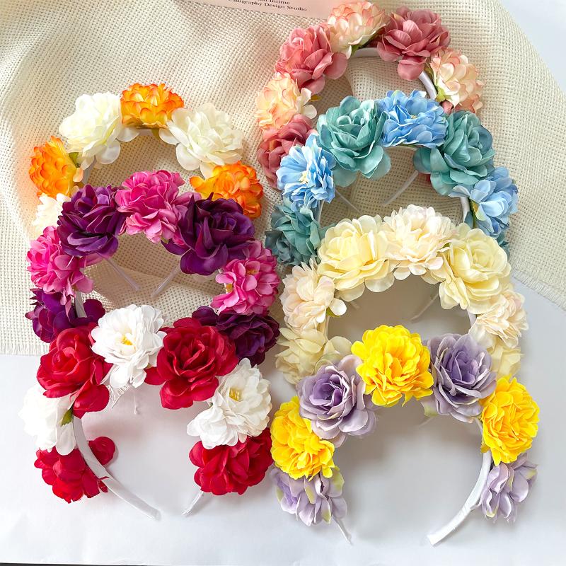 Floral Headband For Women Girls Artificial Bohemian Flower Crown Fashion Hair Accessory For Wedding Festival Party