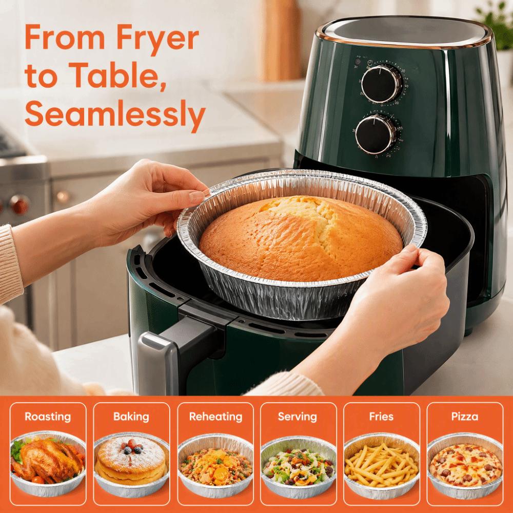 20PCS 6 Inch 7 Inch 8 Inch 9 Inch Air Fryer Foil Baking Pan Food Grade Tin Foil Pan  Baking Cooking
