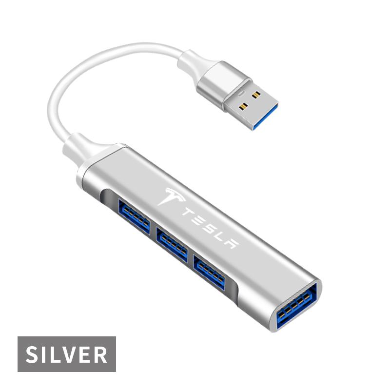 1Pc Type-C Turn USB Adapter Multi Port Distributor Hub Car Goods For Tesla Model S Model X Model Y Model 3 Roadster SpaceX Accessory