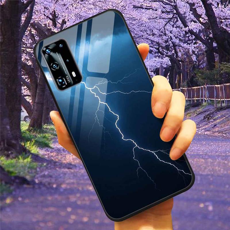 For Huawei P40 Lite / P40Pro Case P 40 Tempered Glass Starry Marble Hard Back Cover for Huawei P40 Pro / P40Lite E Cases Coque